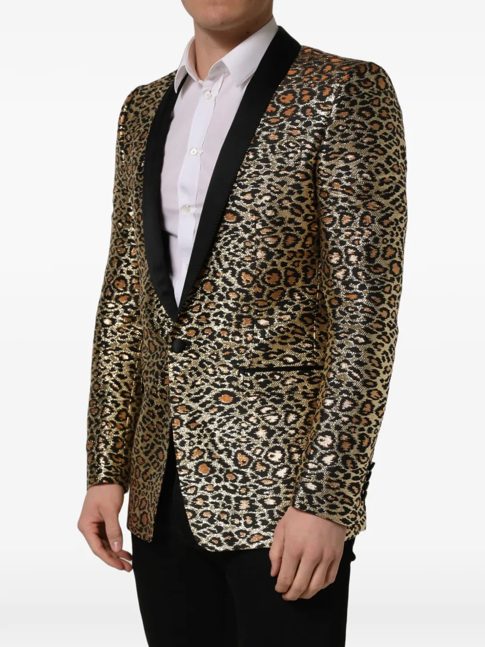 Dolce & Gabbana leopard-print single-breasted blazer Goud