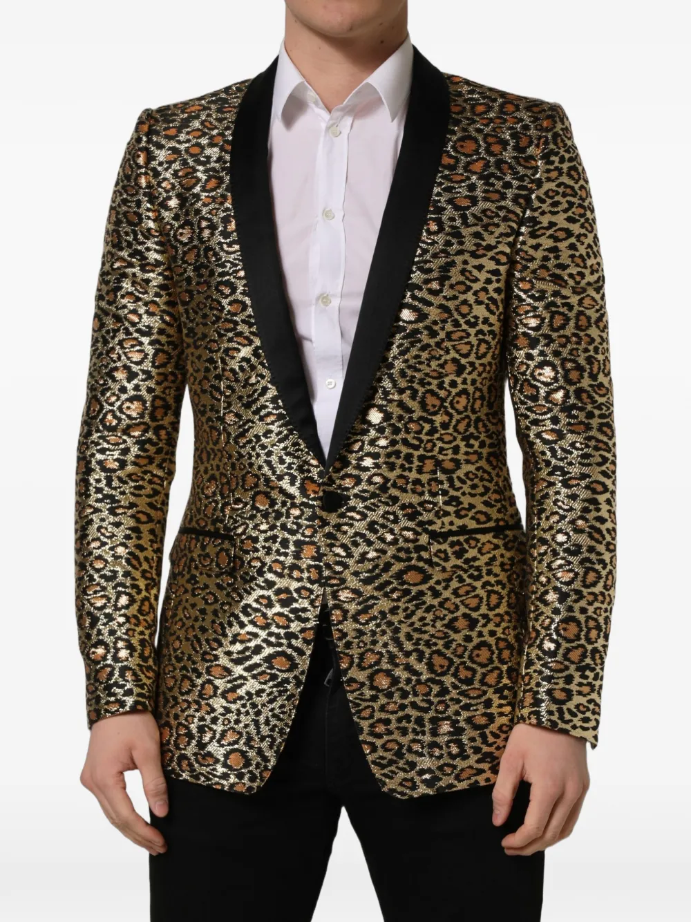 Dolce & Gabbana leopard-print single-breasted blazer - Gold