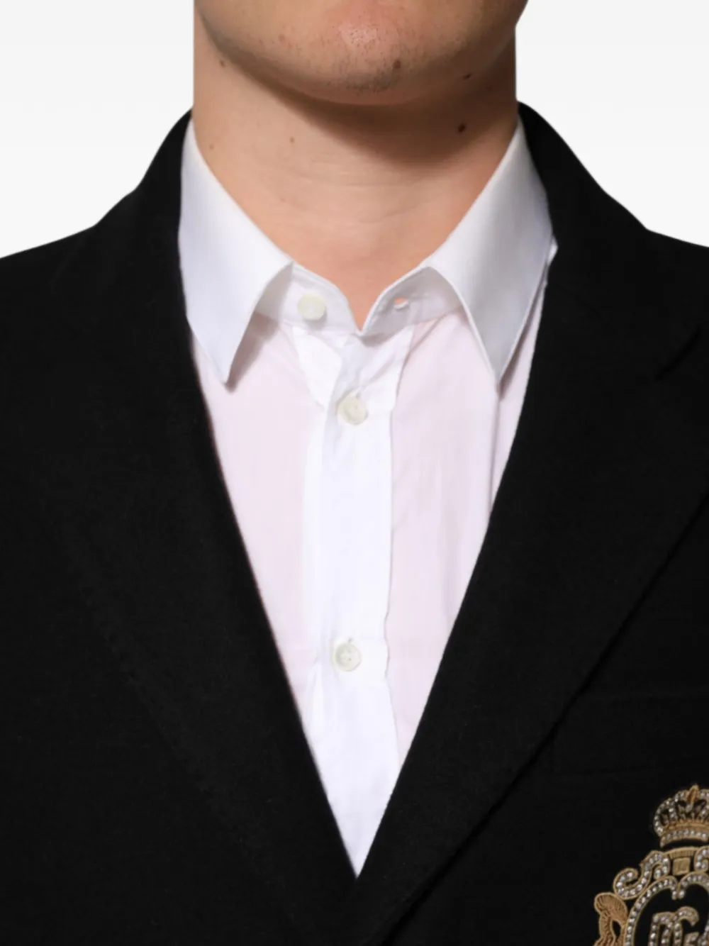 Dolce & Gabbana heraldic-patch single-breasted coat Zwart