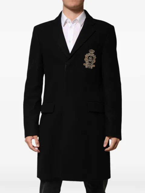 Dolce & Gabbana heraldic-patch single-breasted coat