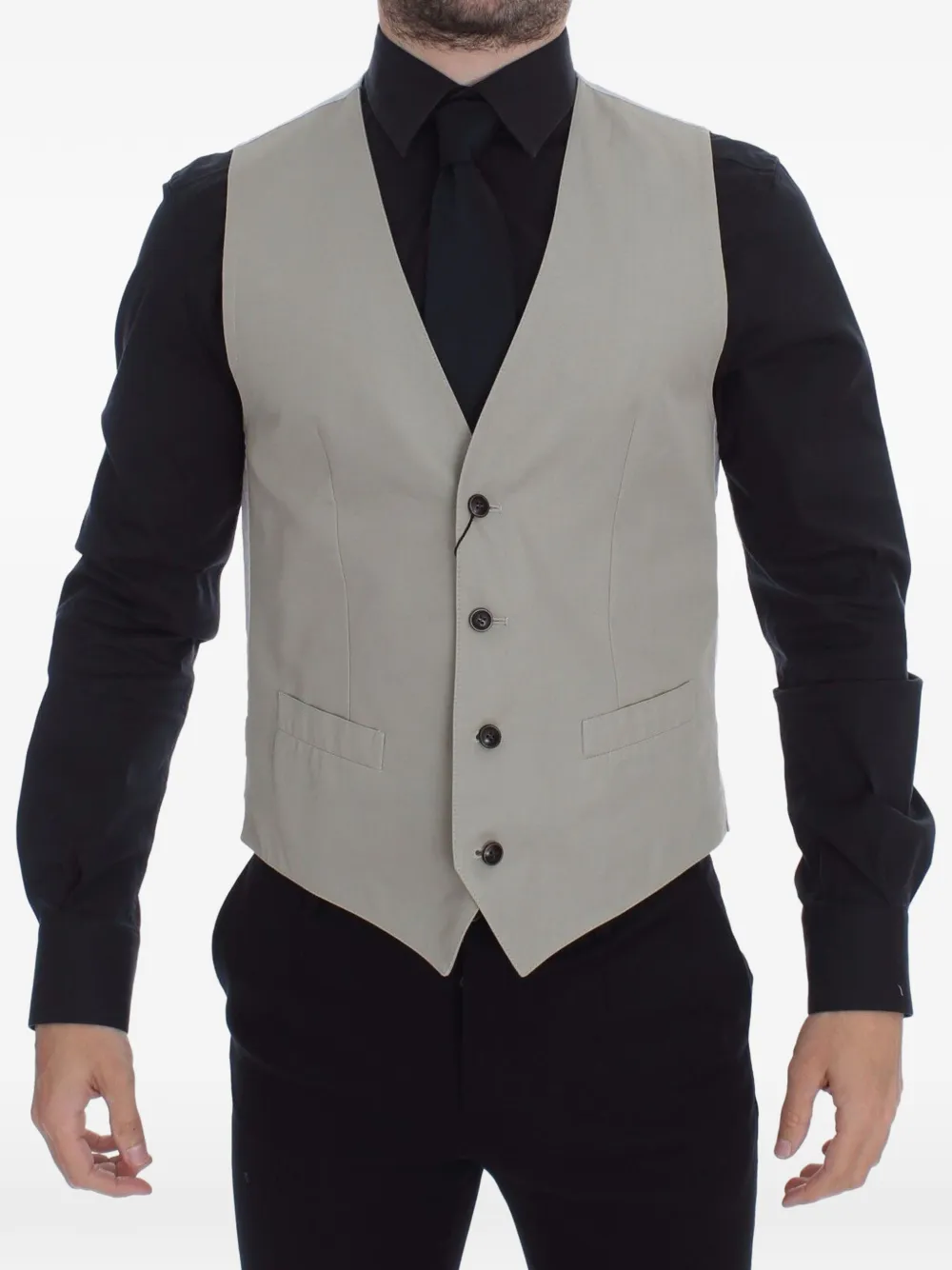 Dolce & Gabbana V-neck button-fastening waistcoat - Neutrals