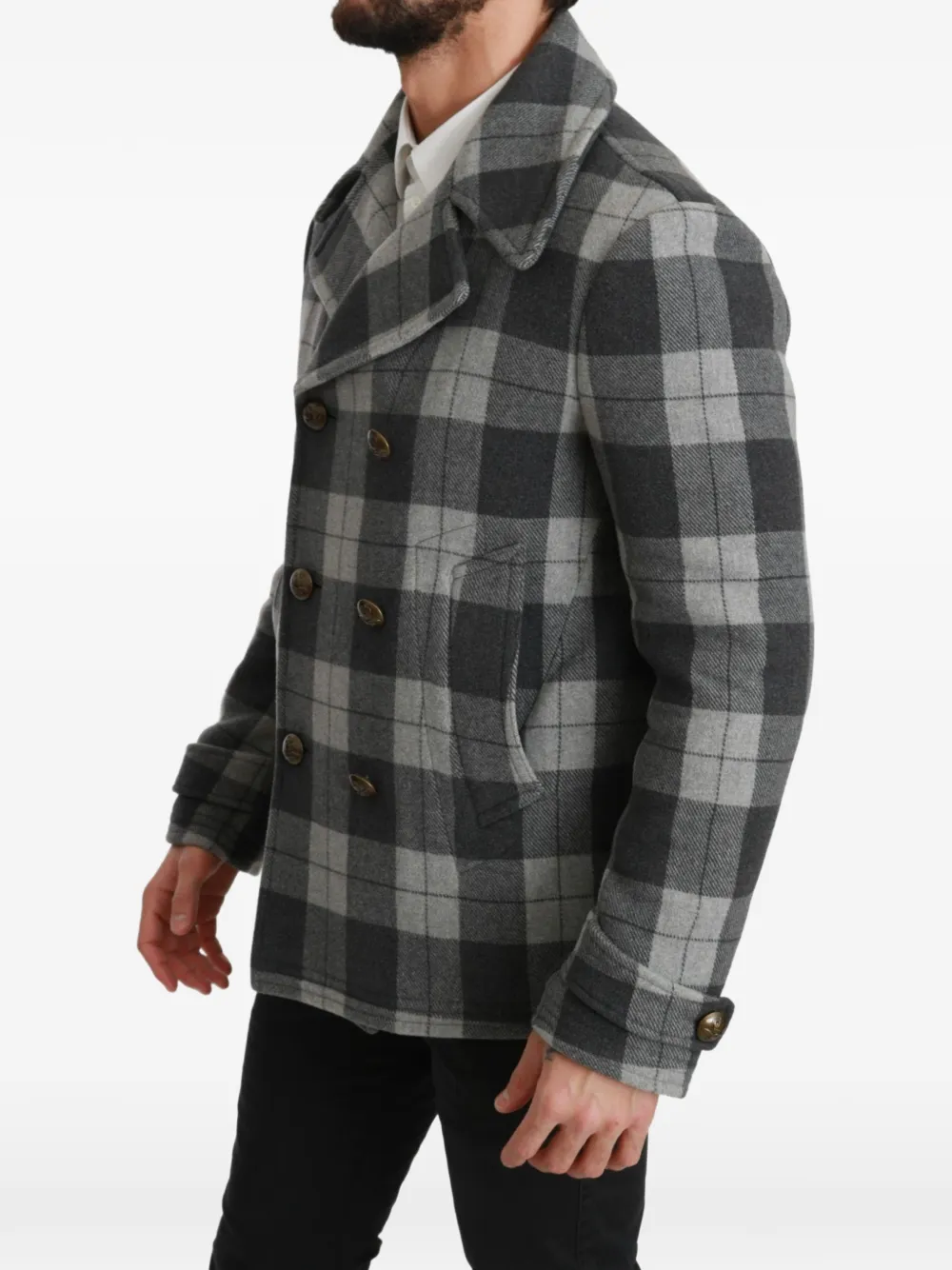 Dolce & Gabbana check-pattern double-breasted jacket Grijs