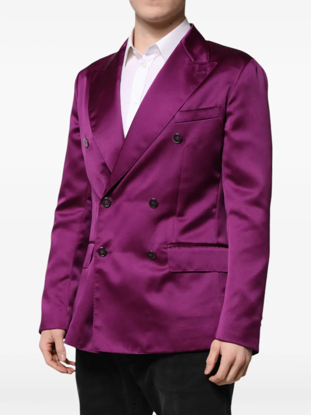 Dolce & Gabbana double-breasted silk blazer Paars