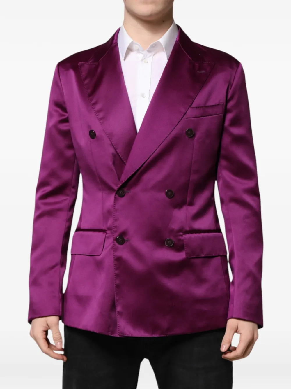 Dolce & Gabbana double-breasted silk blazer Paars