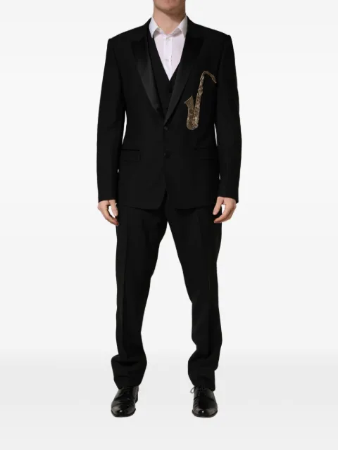 Dolce & Gabbana black wool-silk saxophone slim-fit 3-piece suit