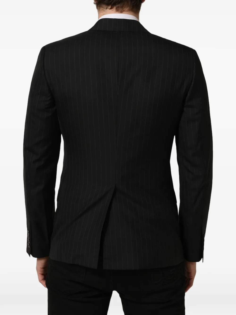 Dolce & Gabbana black stripes wool single-breasted blazer Zwart