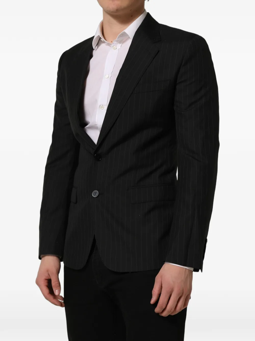 Dolce & Gabbana black stripes wool single-breasted blazer Zwart