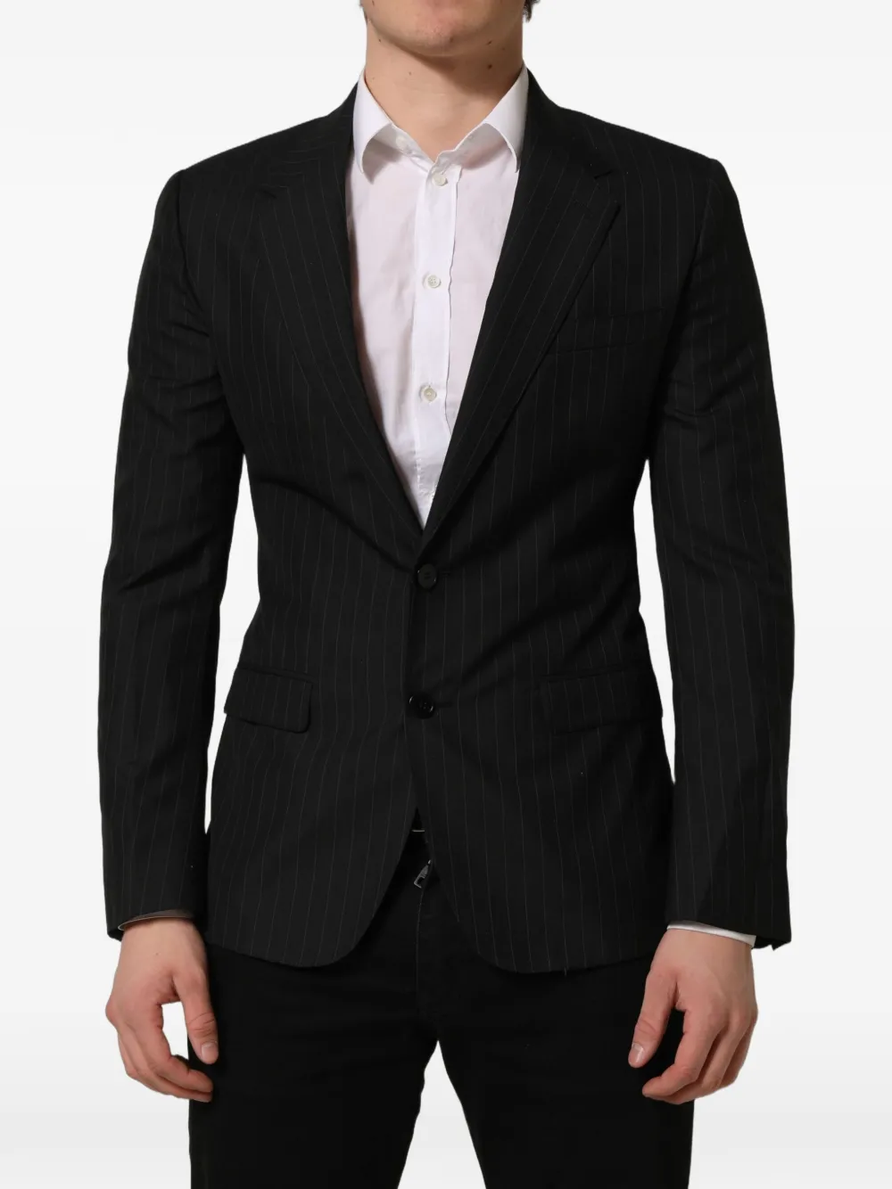 Dolce & Gabbana black stripes wool single-breasted blazer