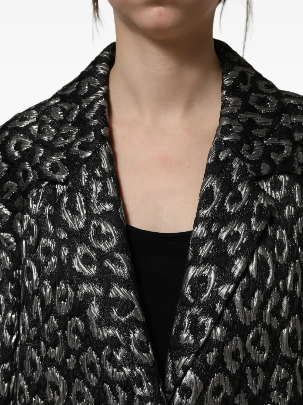 Dolce & Gabbana Jas verfraaid met kristallen en luipaardjacquard Zwart