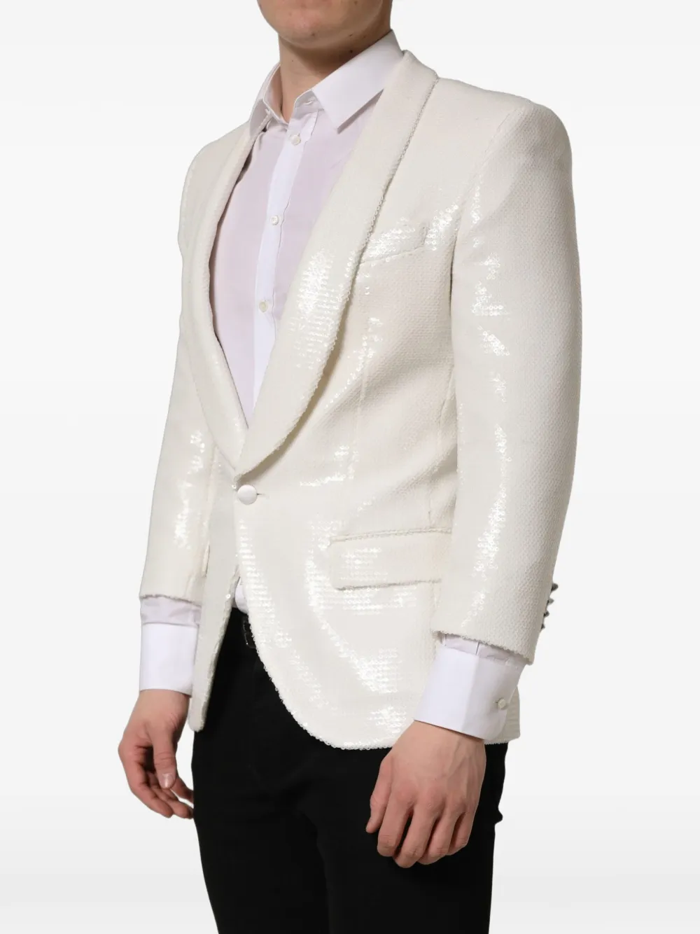 Dolce & Gabbana sequin-embellished single-breasted blazer Wit