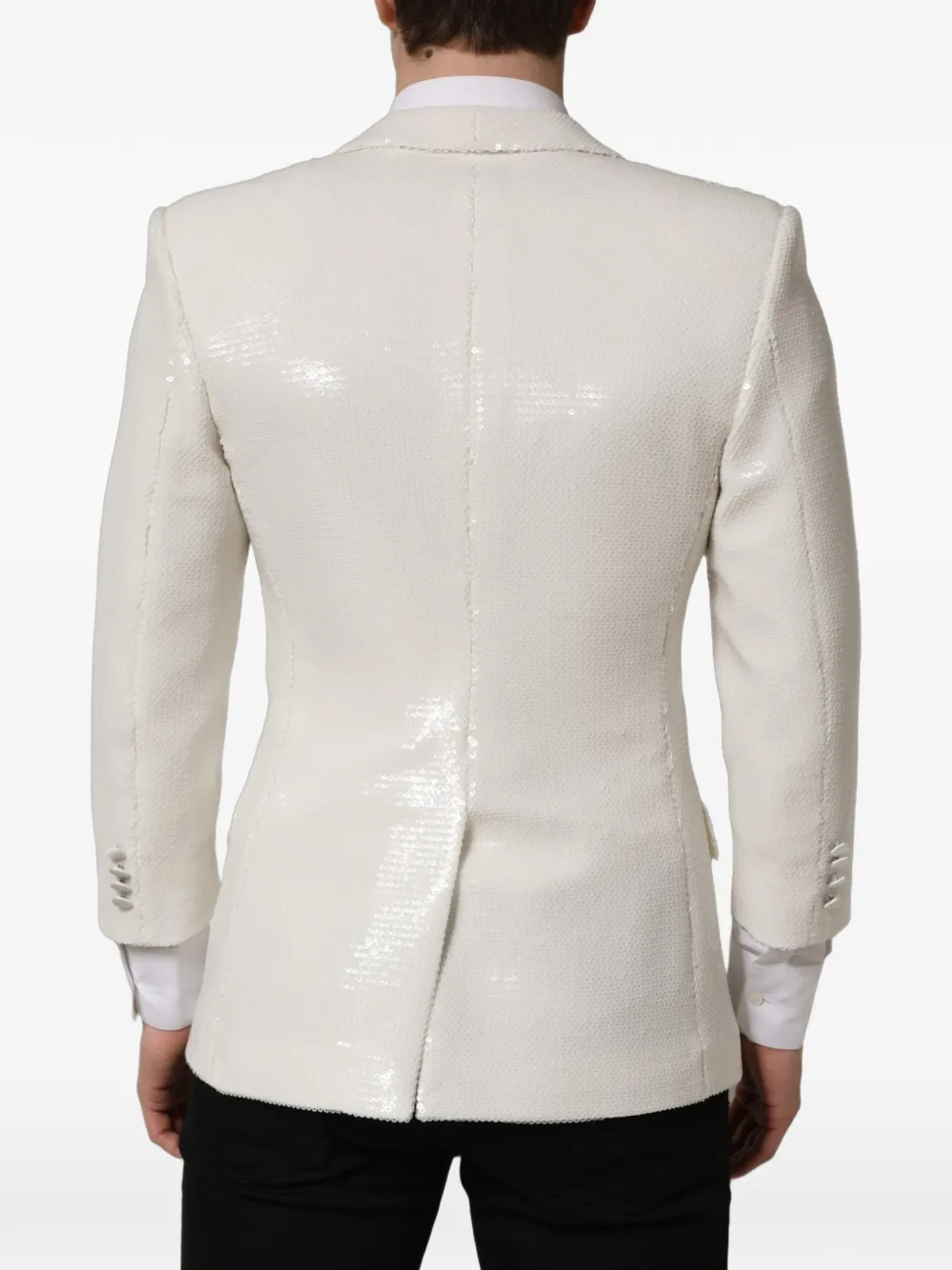 Dolce & Gabbana sequin-embellished single-breasted blazer Wit