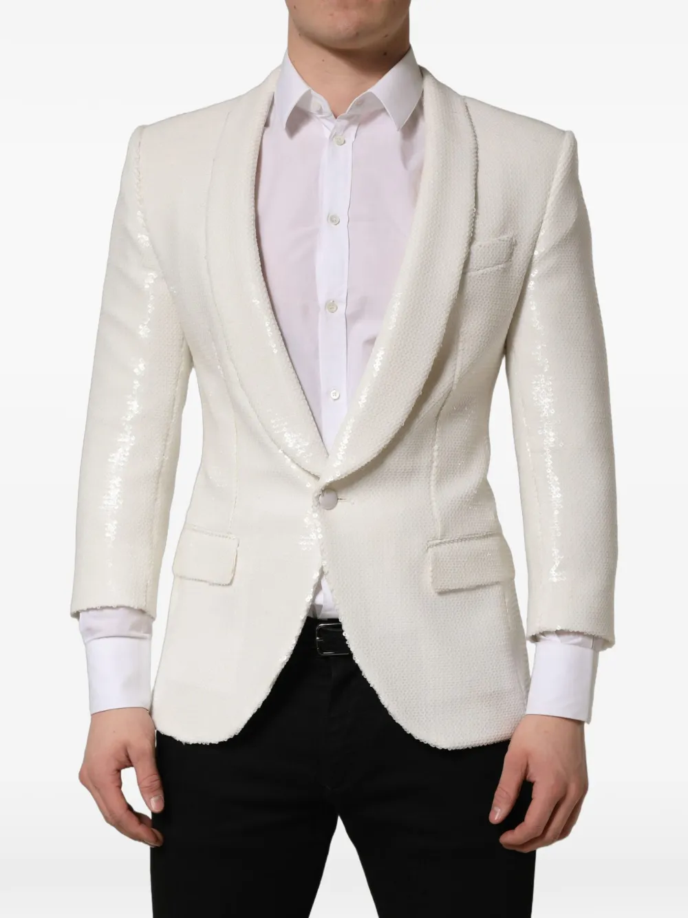 Dolce & Gabbana sequin-embellished single-breasted blazer Wit