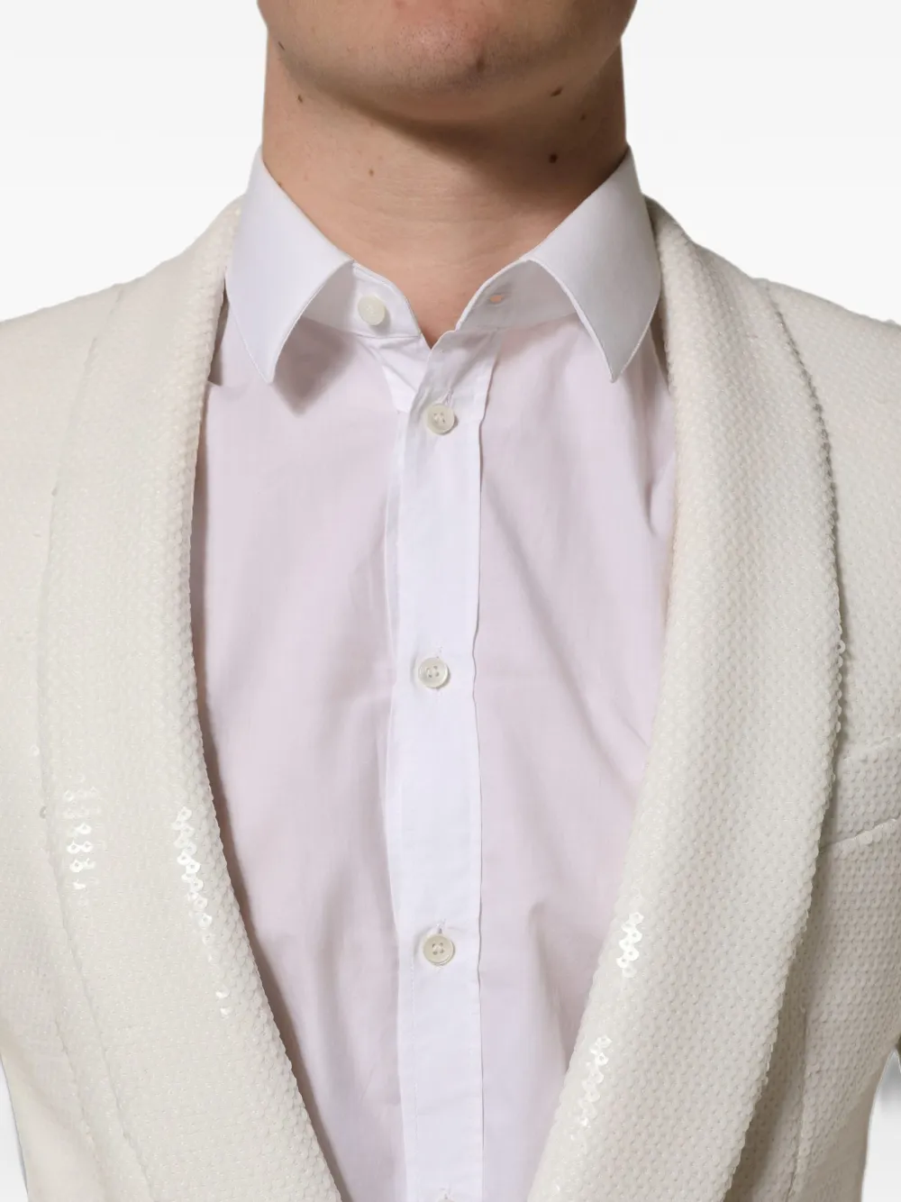 Dolce & Gabbana sequin-embellished single-breasted blazer Wit