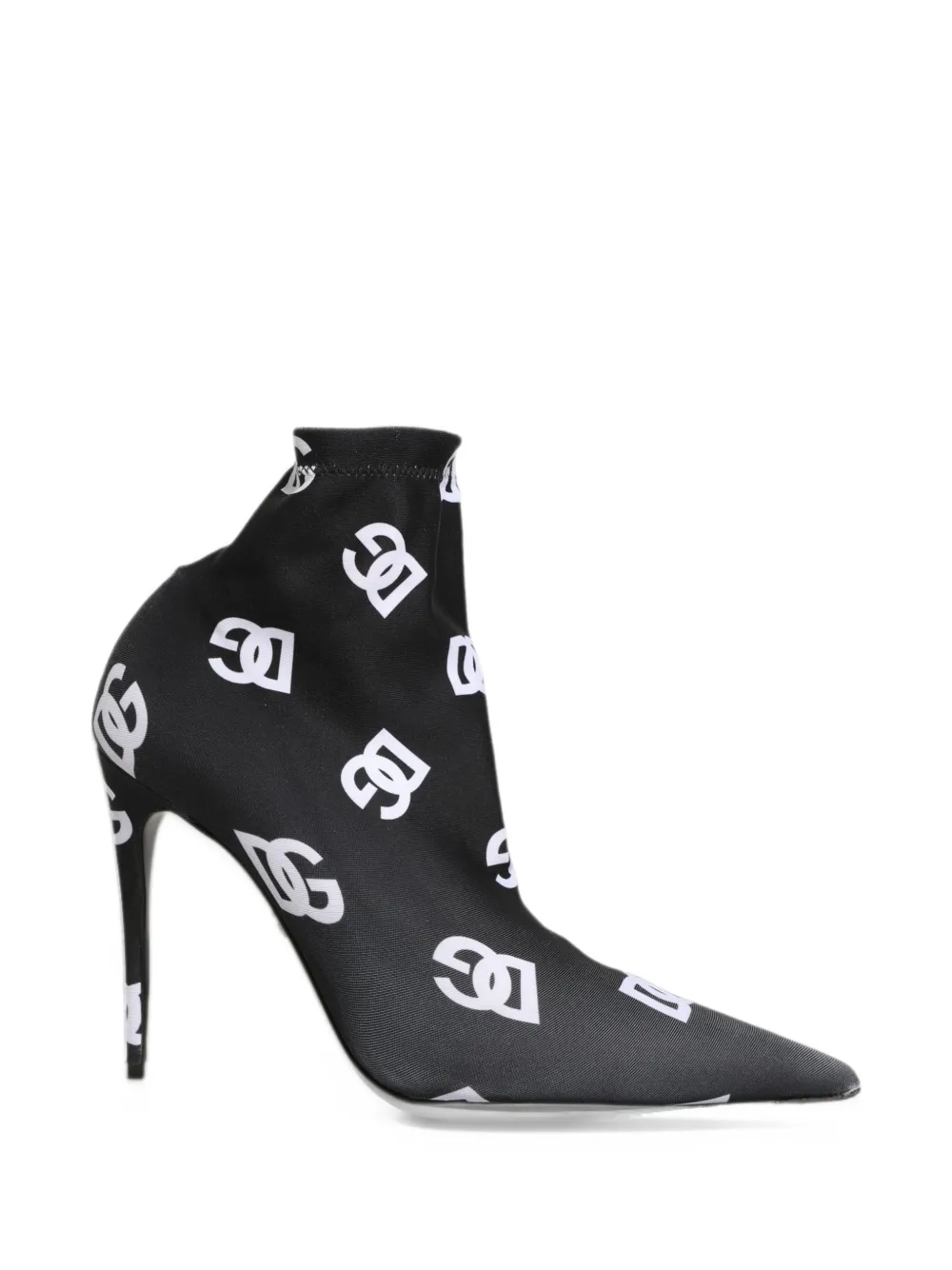 Dolce & Gabbana logo-print pointed-toe ankle boots - Black