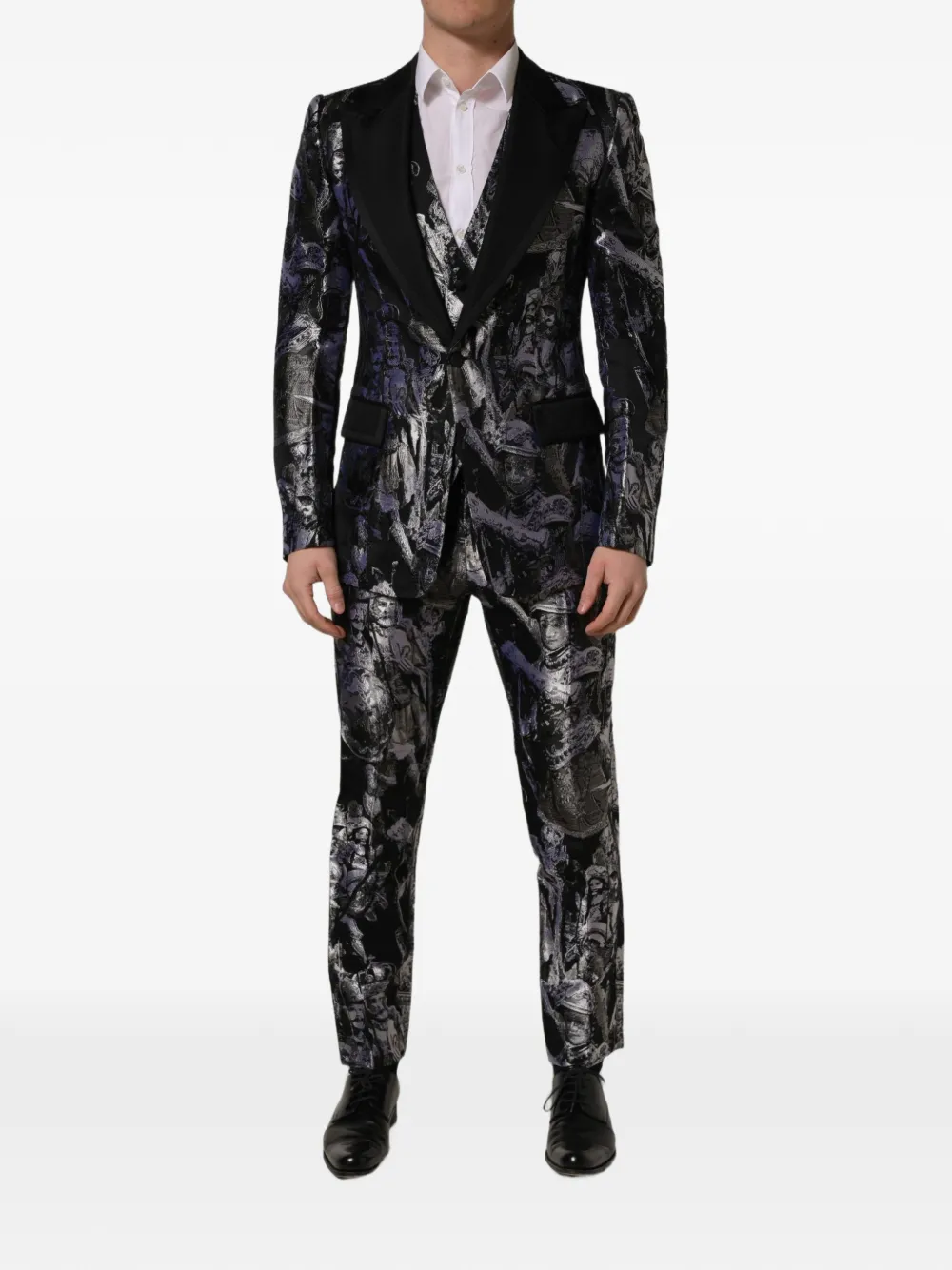 Dolce & Gabbana jacquard three-piece suit - Nero