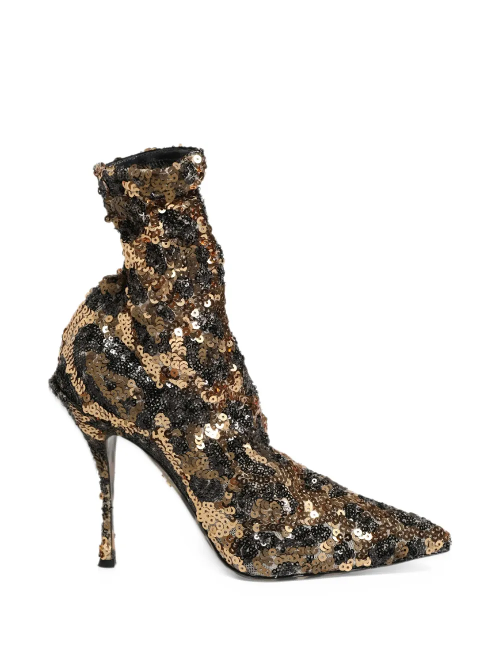Dolce & Gabbana sequin-embellished leopard-print ankle boots - Gold