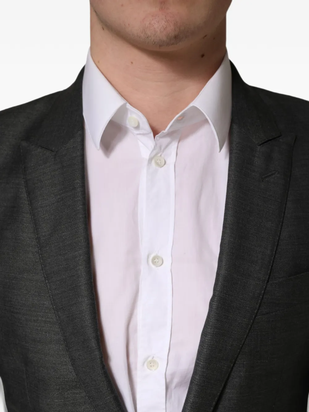 Dolce & Gabbana Dark Gray Wool Slim Fit Coat Jacket Grijs