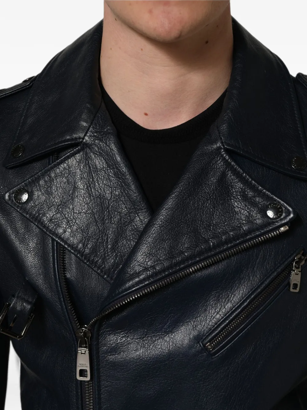 Dolce & Gabbana leather biker jacket Zwart