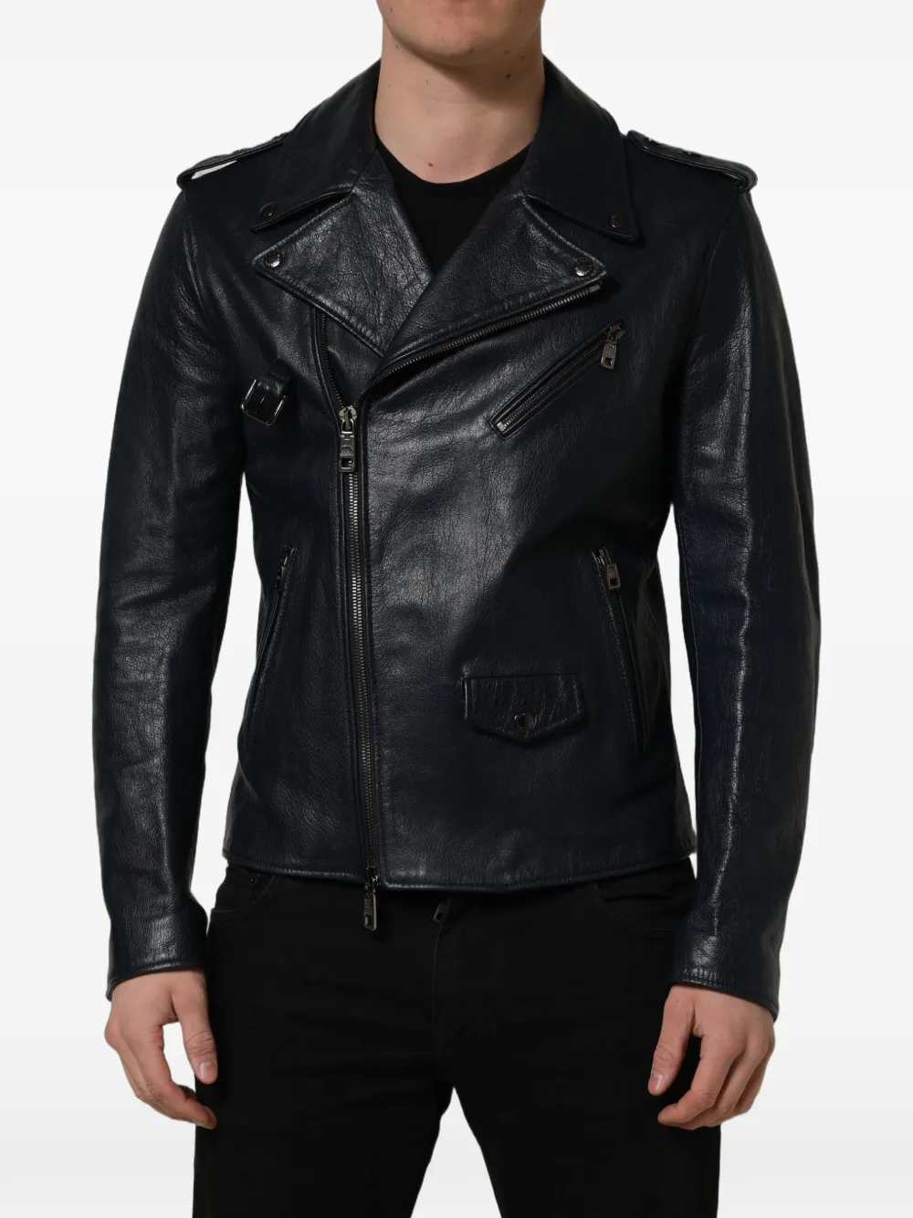 Dolce & Gabbana leather biker jacket Zwart
