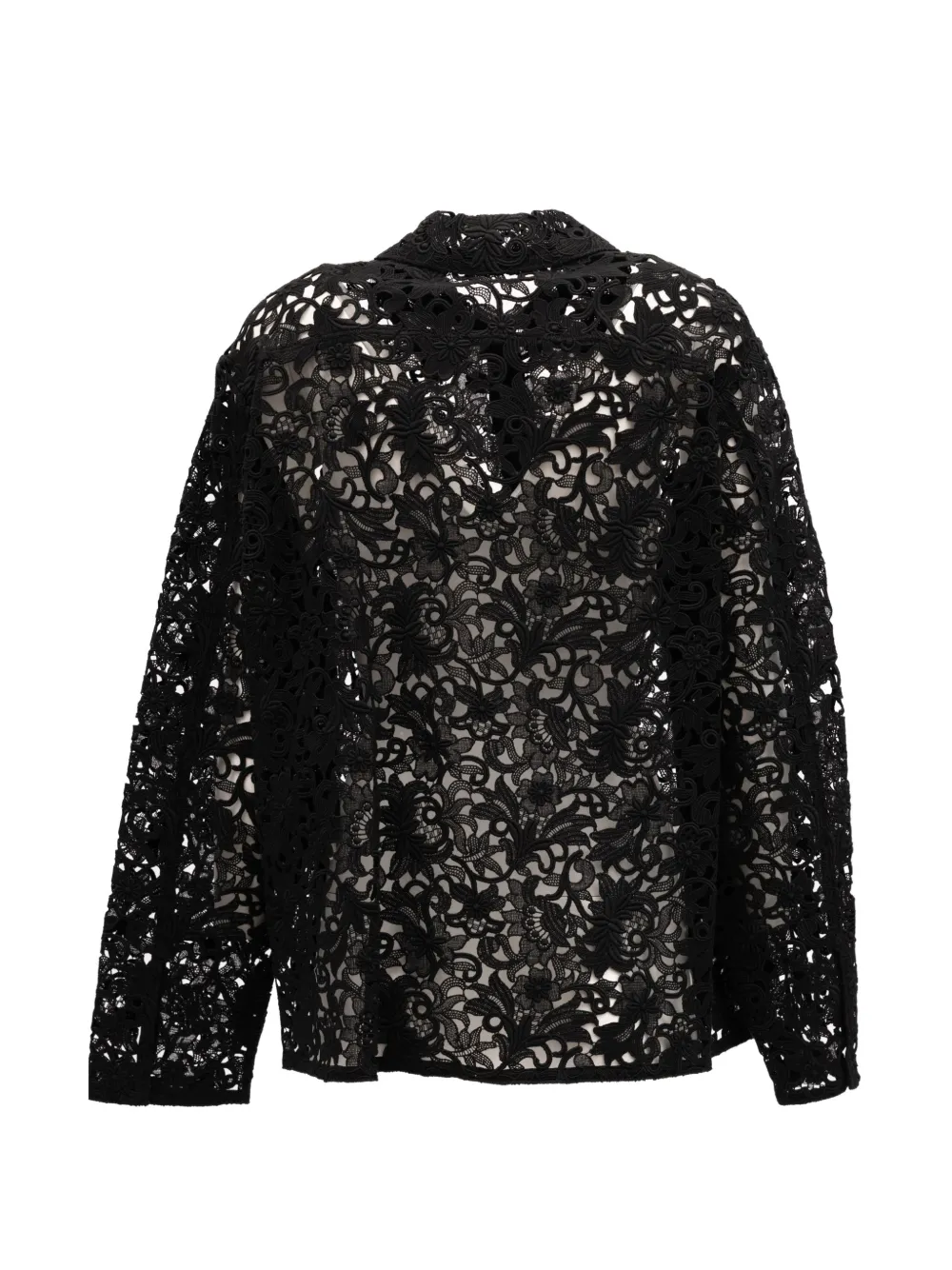 Valentino Garavani floral lace shirt Zwart