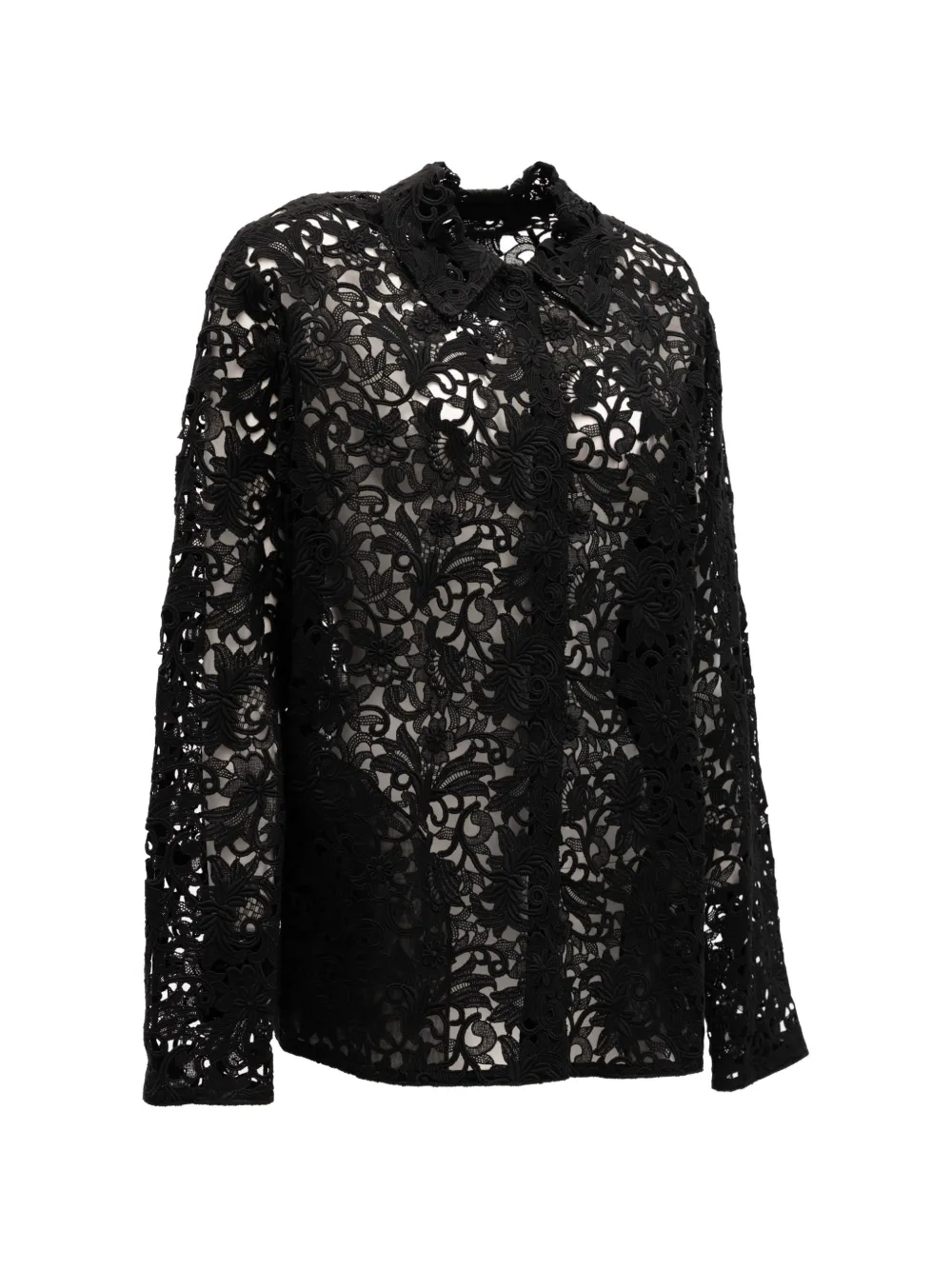 Valentino Garavani floral lace shirt Zwart