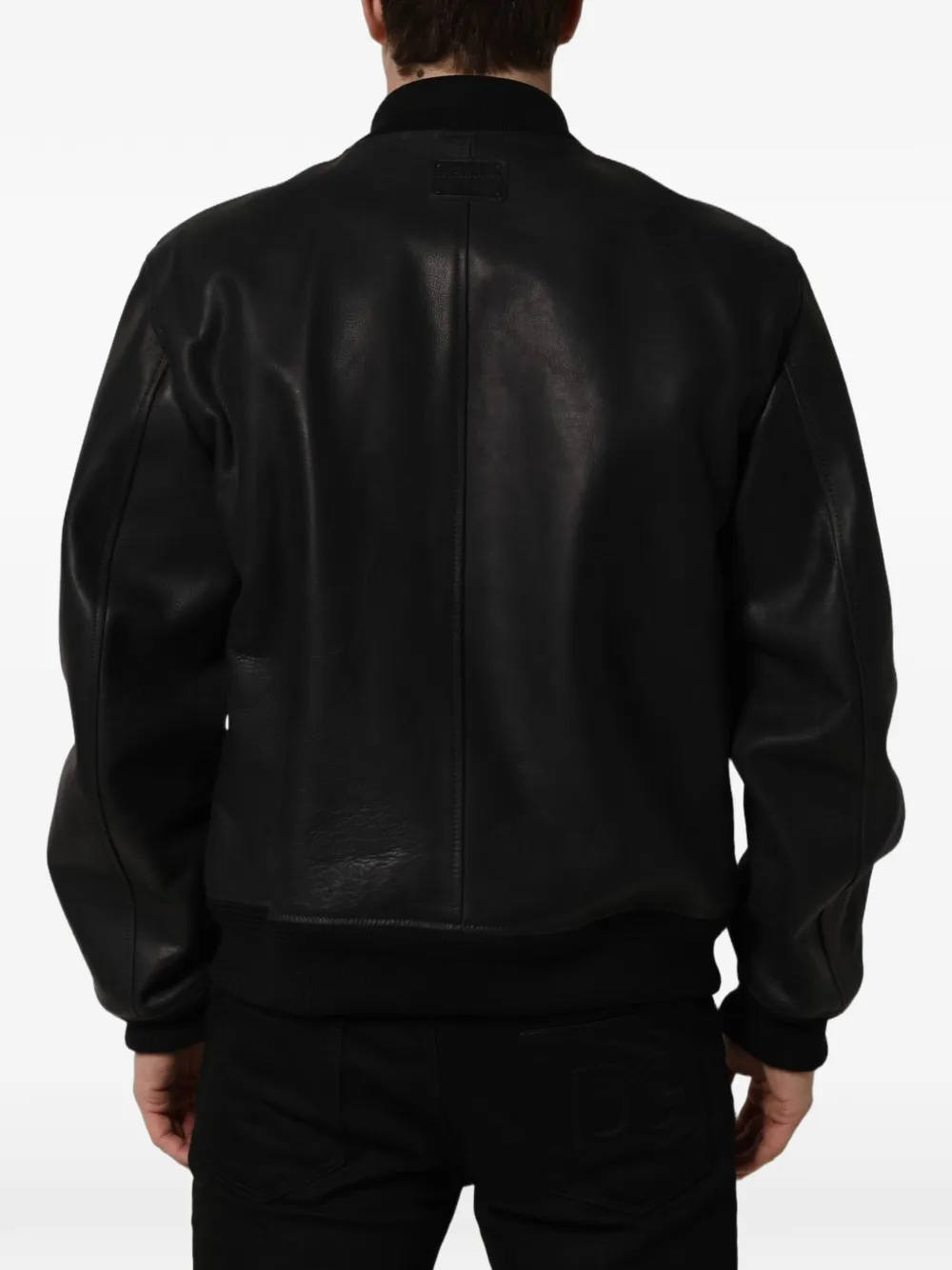 Dolce & Gabbana leather bomber jacket Zwart