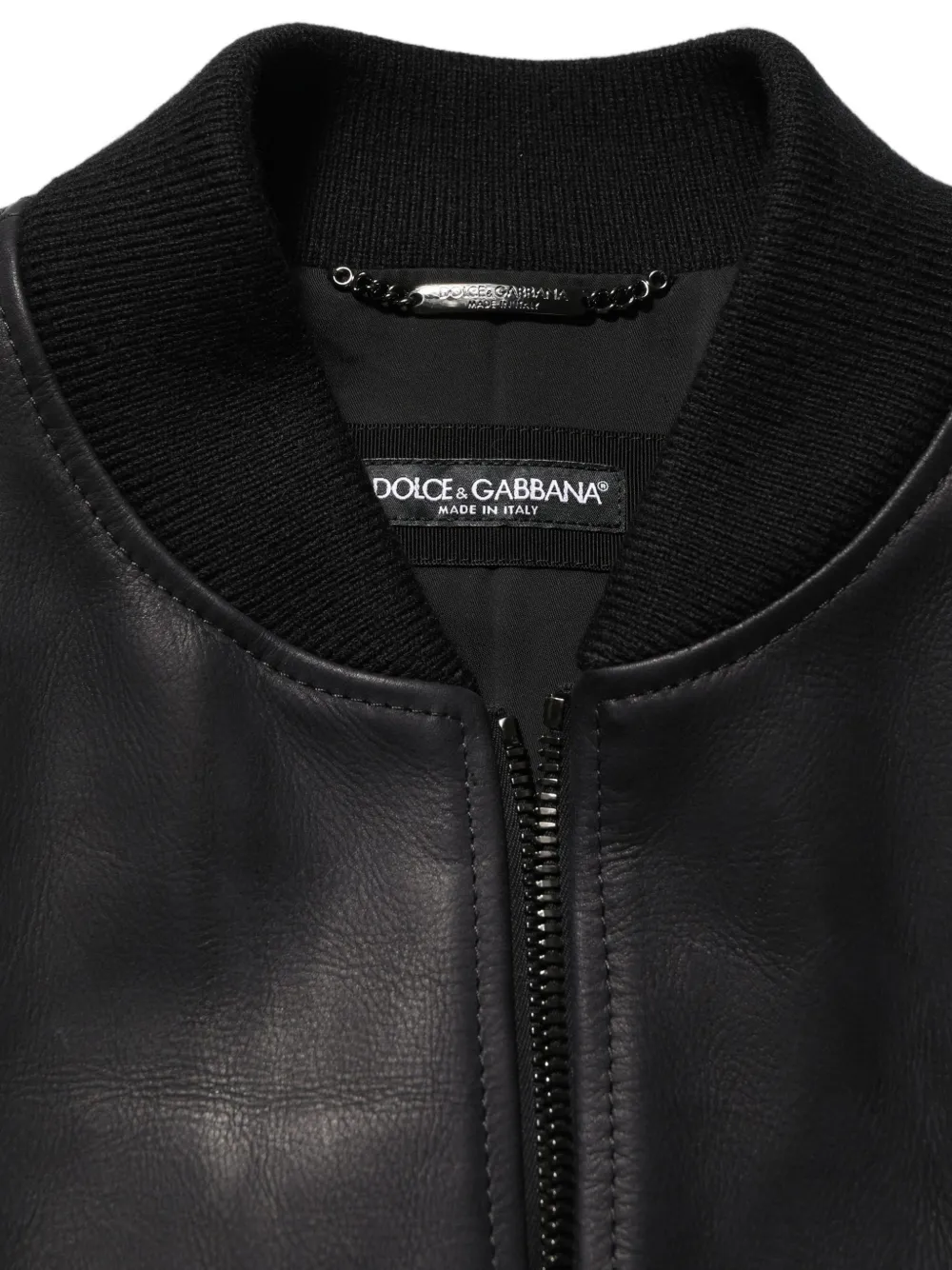 Dolce & Gabbana leather bomber jacket Zwart