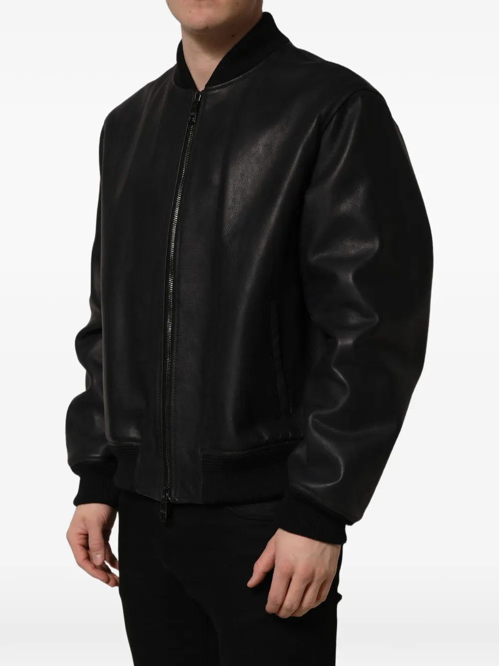 Dolce & Gabbana leather bomber jacket Zwart