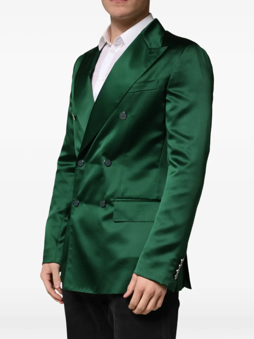 Dolce & Gabbana double-breasted satin blazer Groen