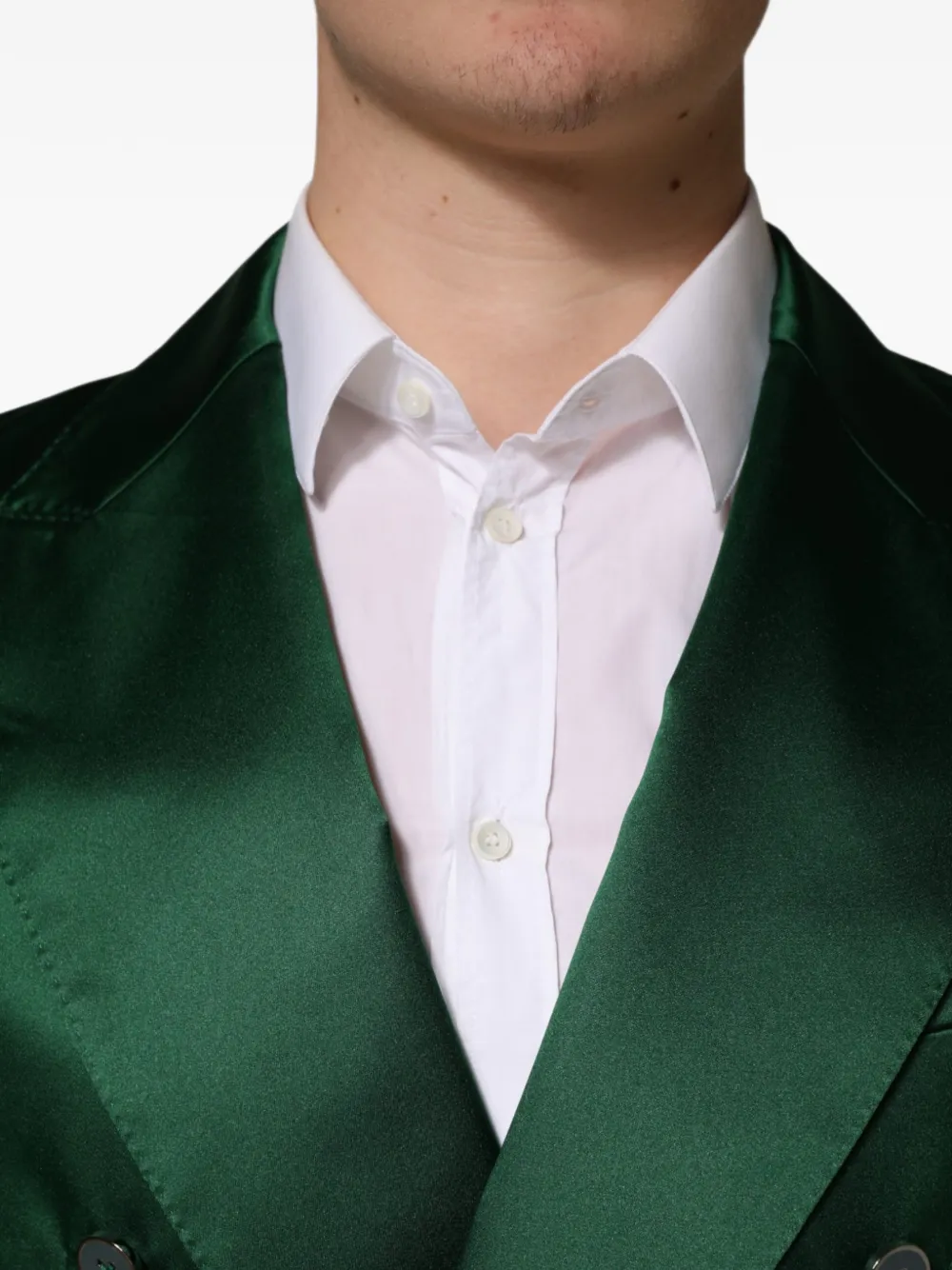 Dolce & Gabbana double-breasted satin blazer Groen