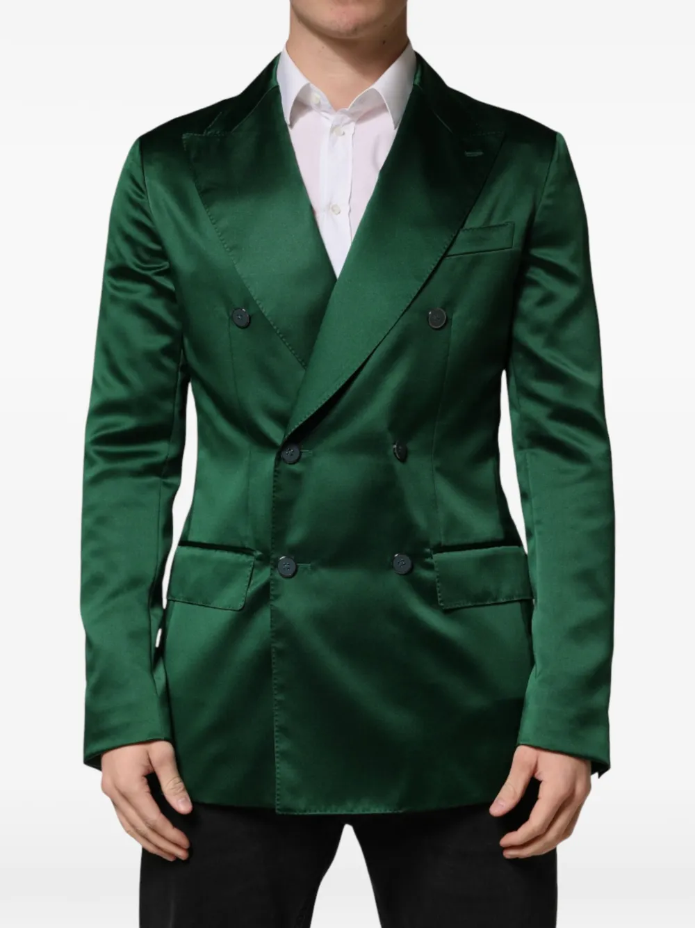 Dolce & Gabbana double-breasted satin blazer Groen