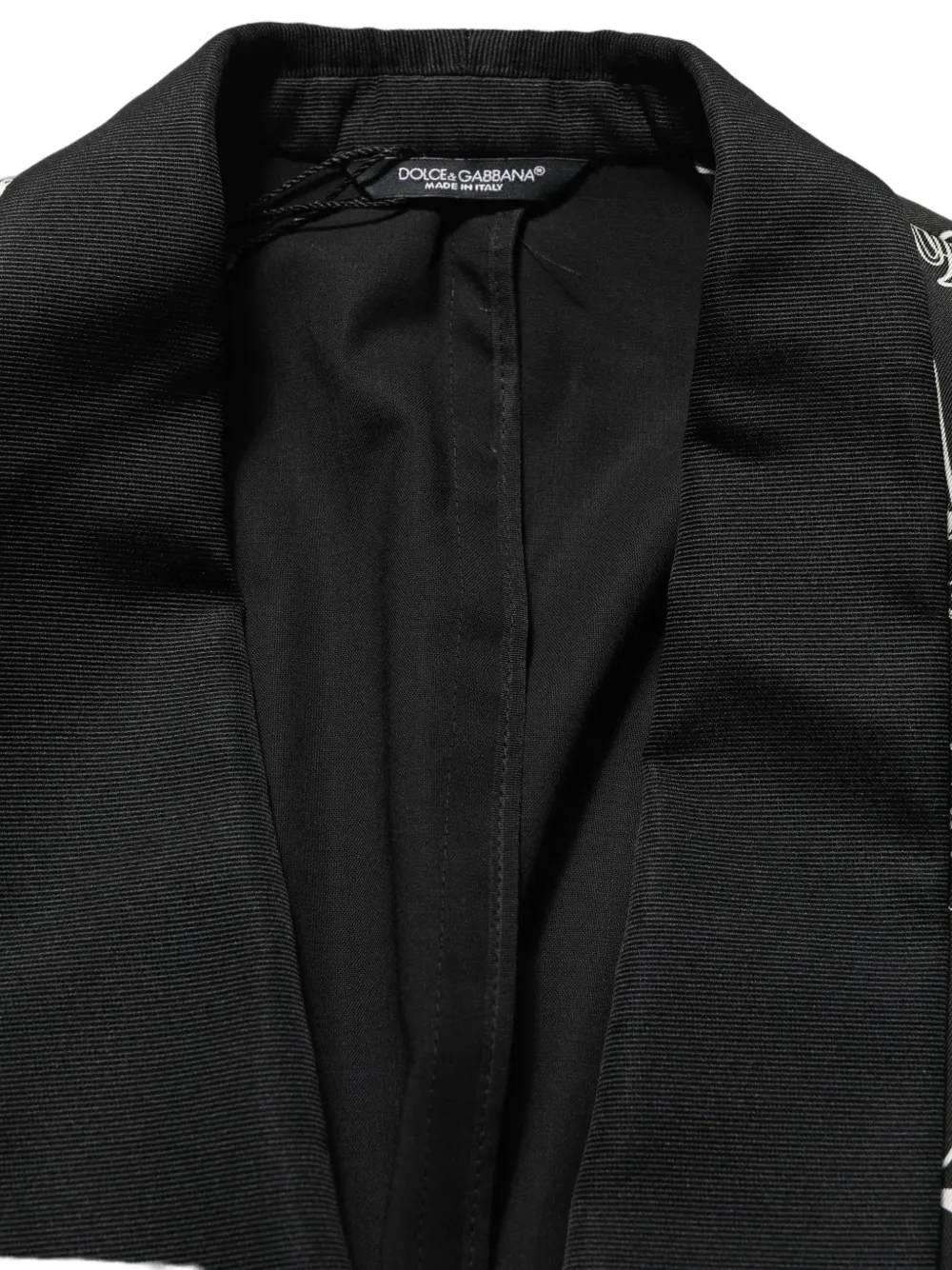 Dolce & Gabbana crystal-embellished musical-instrument-print blazer Zwart