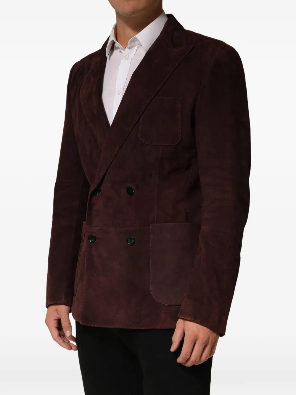 Dolce & Gabbana double-breasted suede blazer Bruin