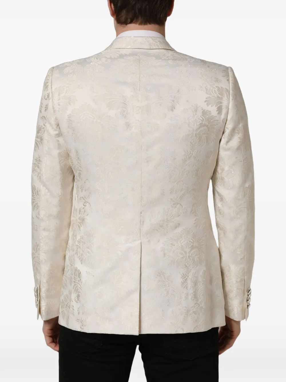 Dolce & Gabbana floral-jacquard single-breasted jacket Wit