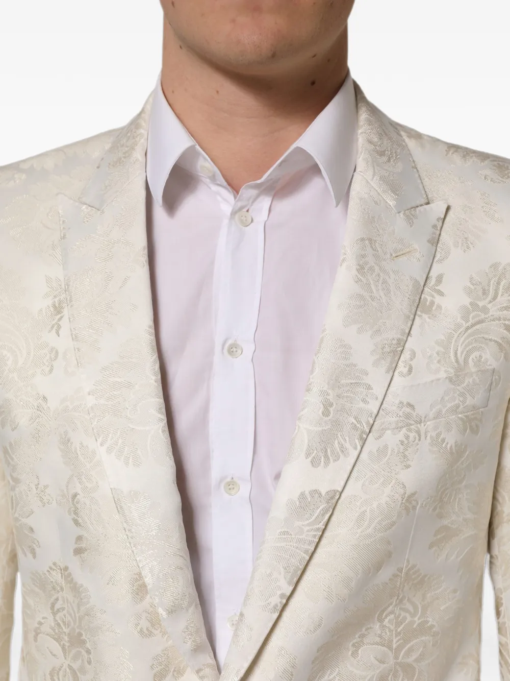 Dolce & Gabbana floral-jacquard single-breasted jacket Wit