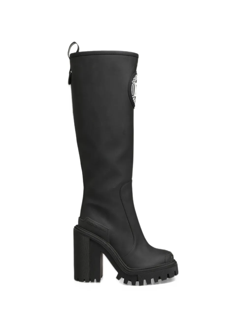 Dolce & Gabbana logo-patch rubberised leather boots - Black