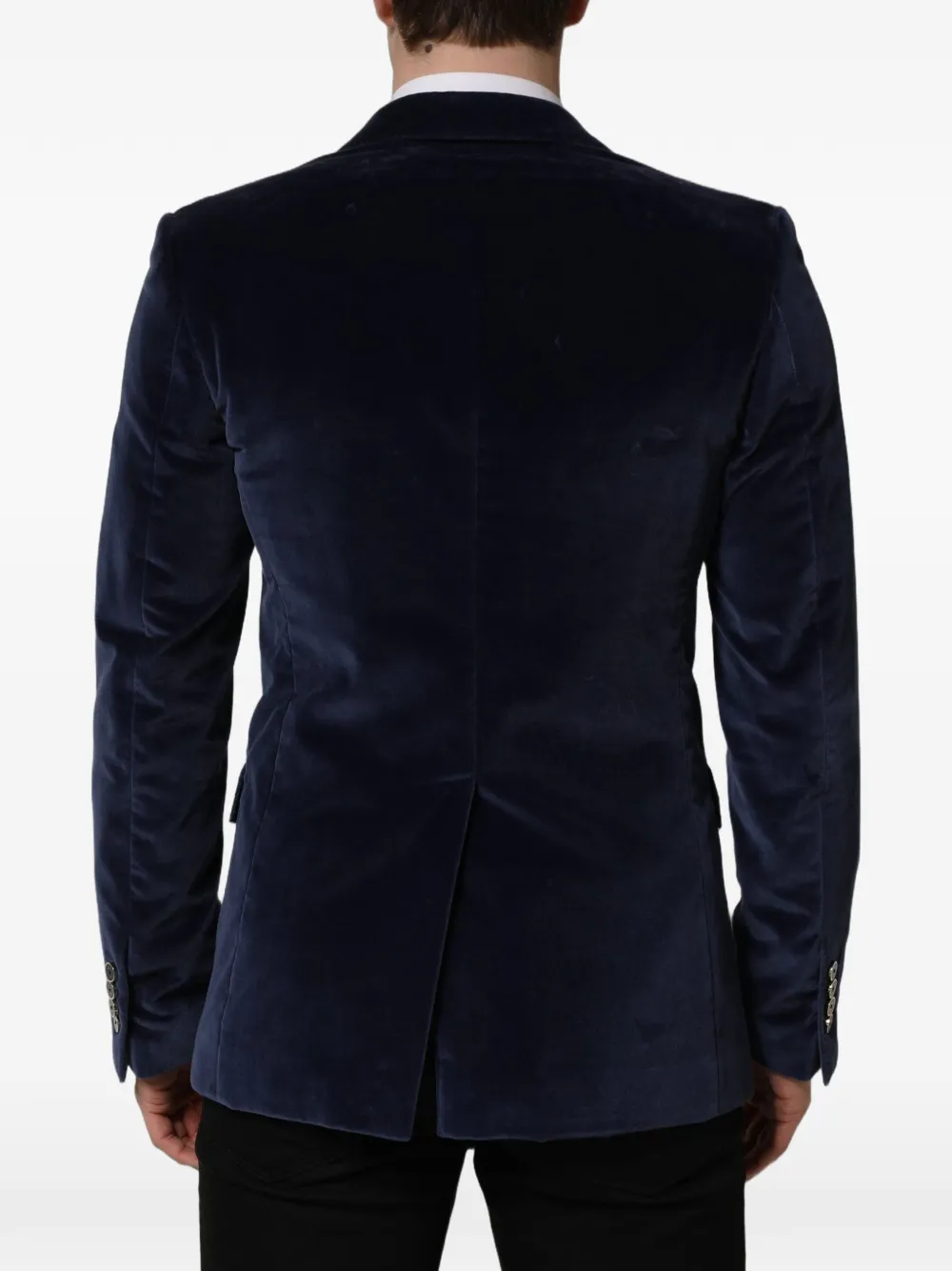 Dolce & Gabbana velvet single-breasted blazer Blauw
