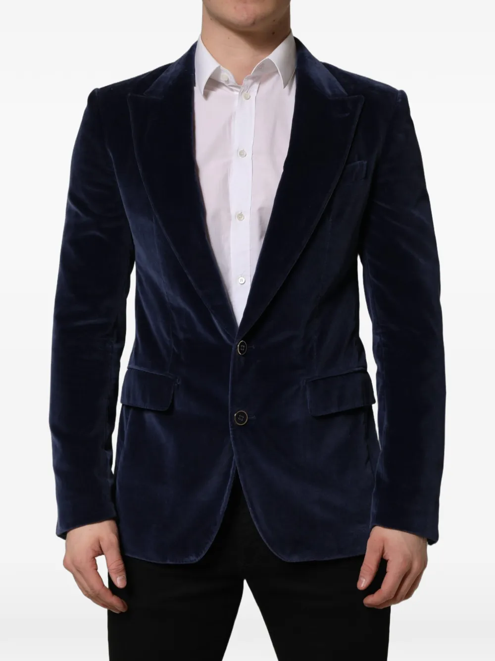 Dolce & Gabbana velvet single-breasted blazer - Blue