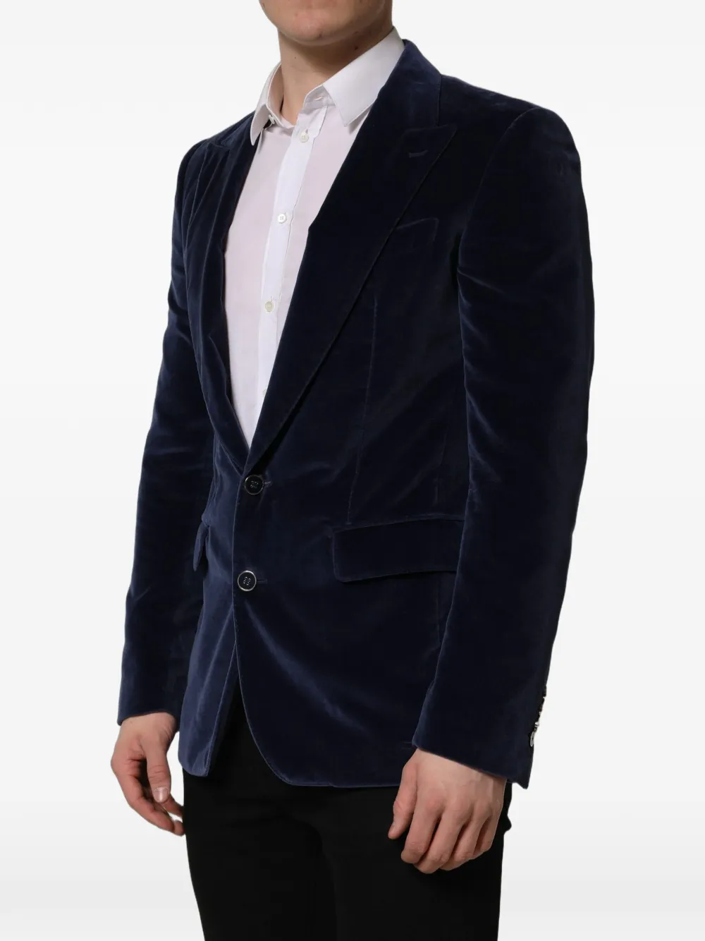 Dolce & Gabbana velvet single-breasted blazer Blauw