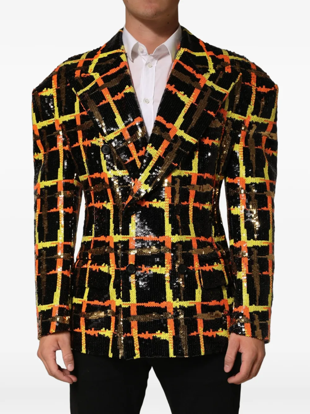 Dolce & Gabbana sequin-embellished double-breasted blazer Zwart