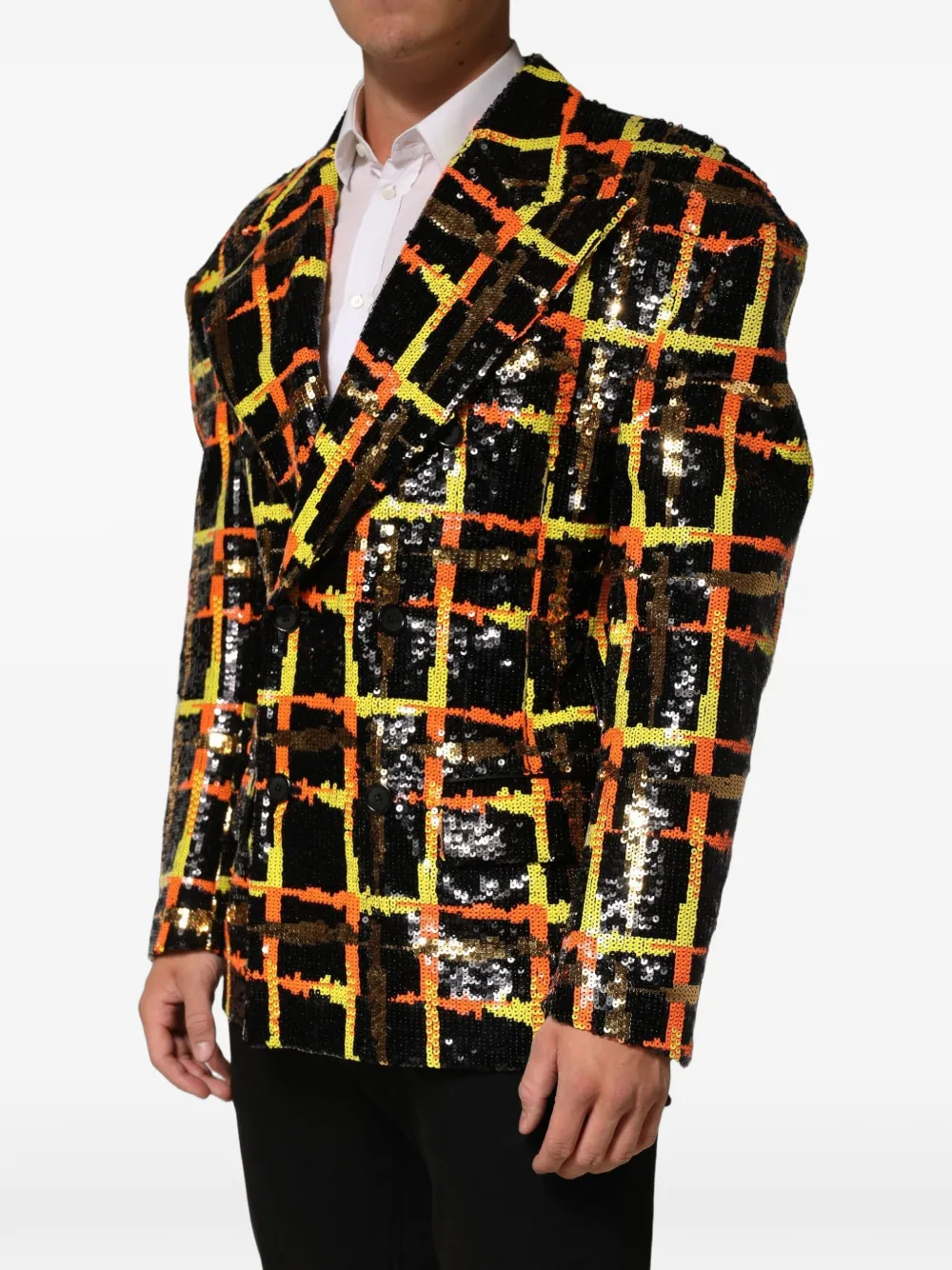 Dolce & Gabbana sequin-embellished double-breasted blazer Zwart
