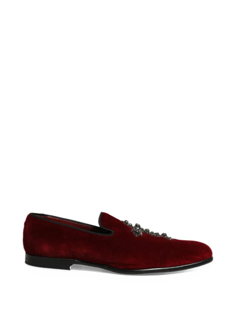 Dolce & Gabbana crystal-embellished suede loafers - Rosso