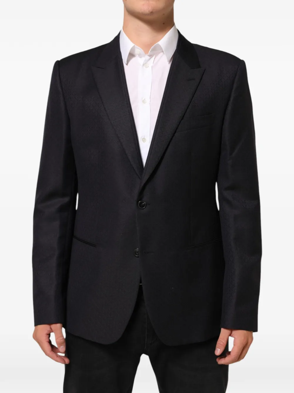 Dolce & Gabbana jacquard-pattern single-breasted blazer Zwart