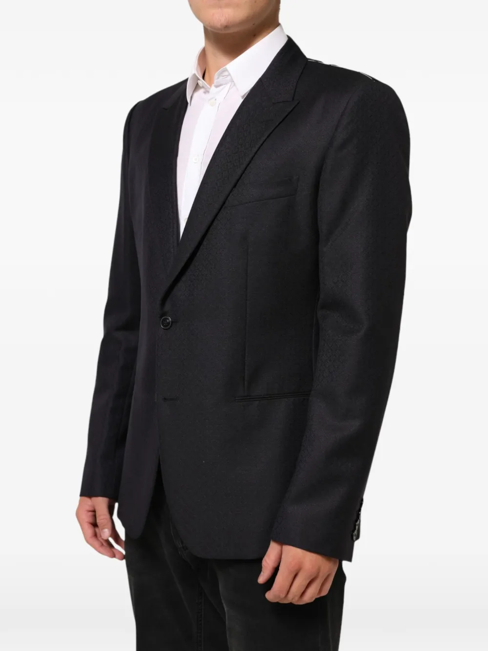Dolce & Gabbana jacquard-pattern single-breasted blazer Zwart