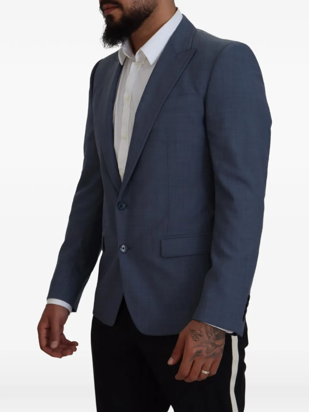 Dolce & Gabbana peak-lapel slim-fit blazer Blauw