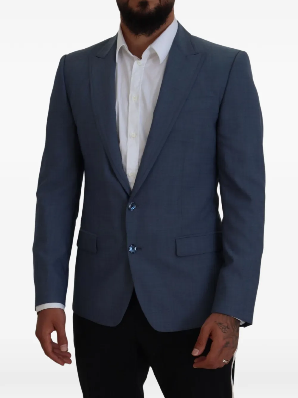 Dolce & Gabbana peak-lapel slim-fit blazer Blauw