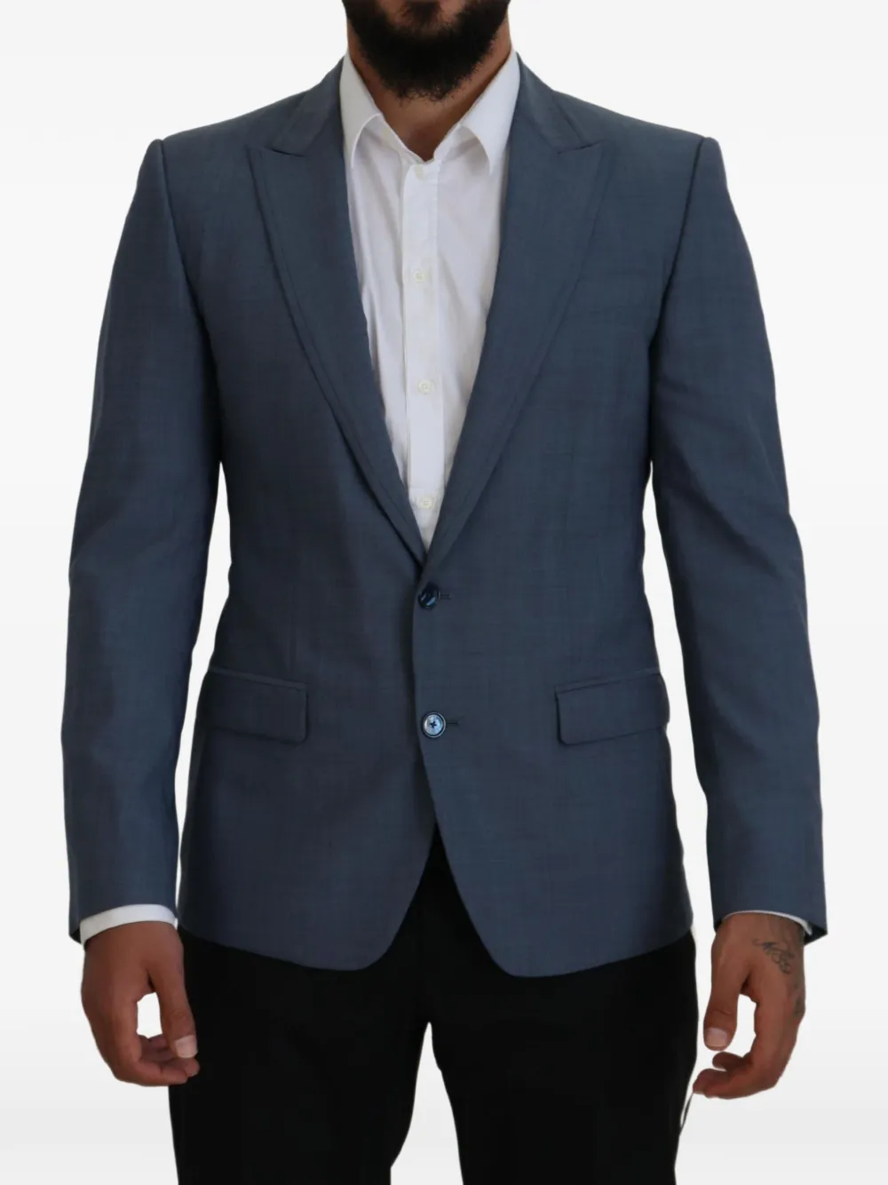 Dolce & Gabbana peak-lapel slim-fit blazer Blauw