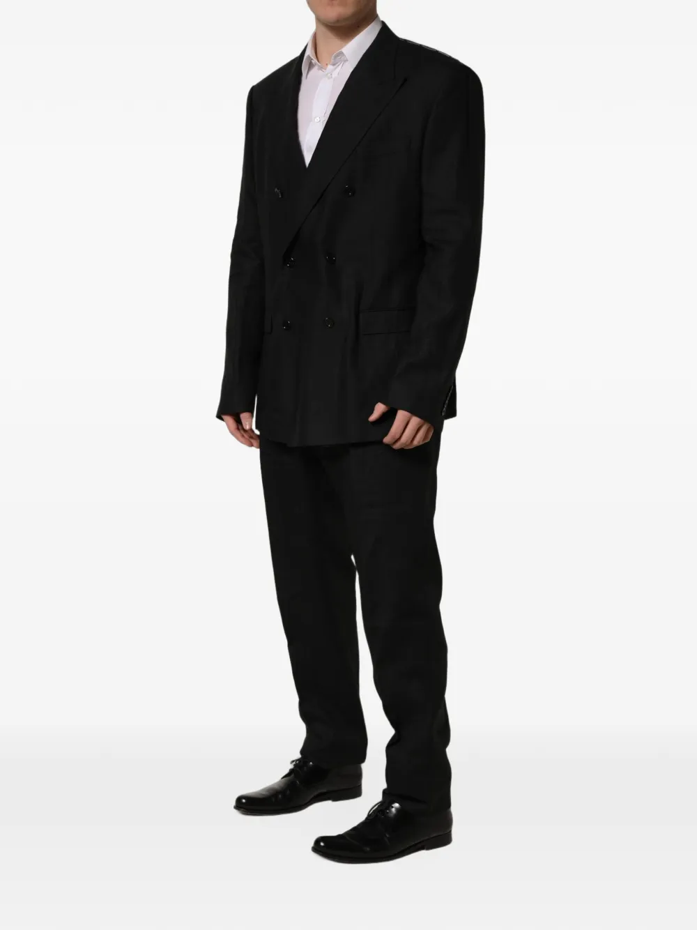 Dolce & Gabbana double-breasted linen suit Zwart