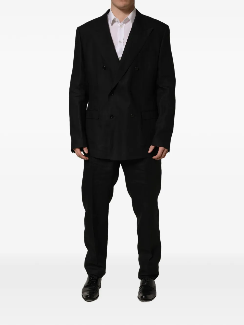 Dolce & Gabbana double-breasted linen suit Zwart
