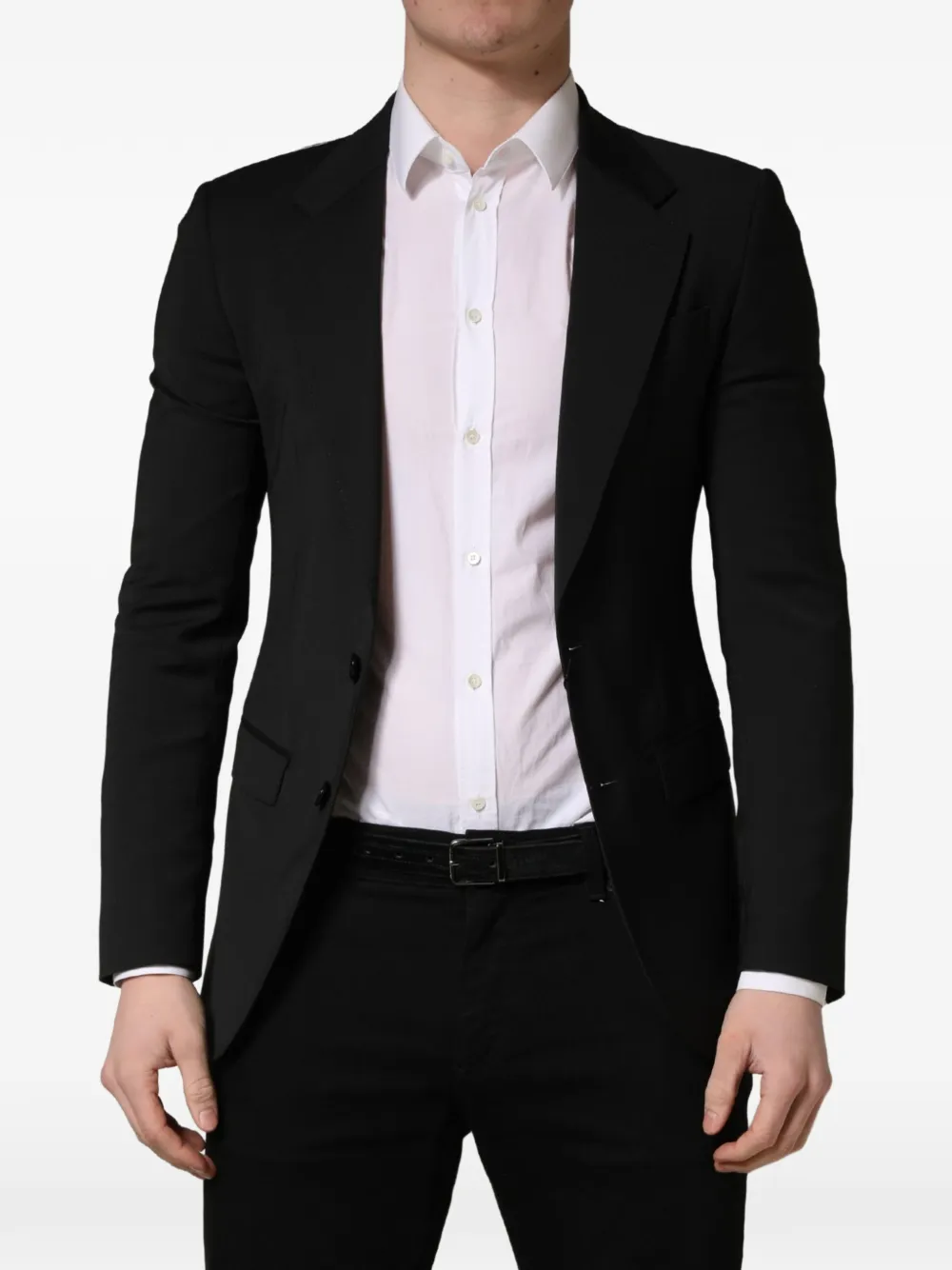 Dolce & Gabbana single-breasted peak-lapel blazer Zwart